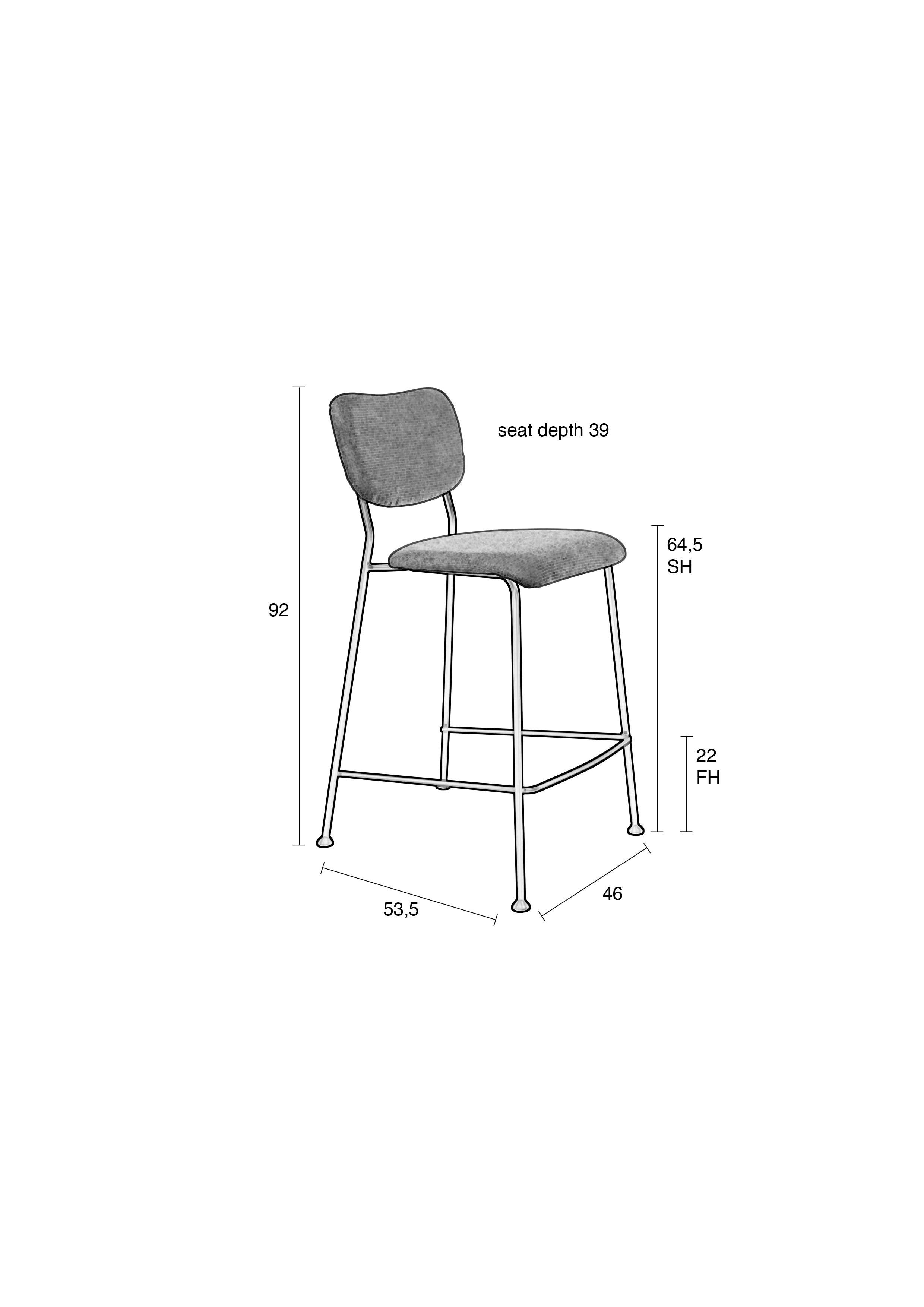 Benson 64.5 Cm - Set of 2 Bar & Counter Stools - Fabric - Dark Blue
