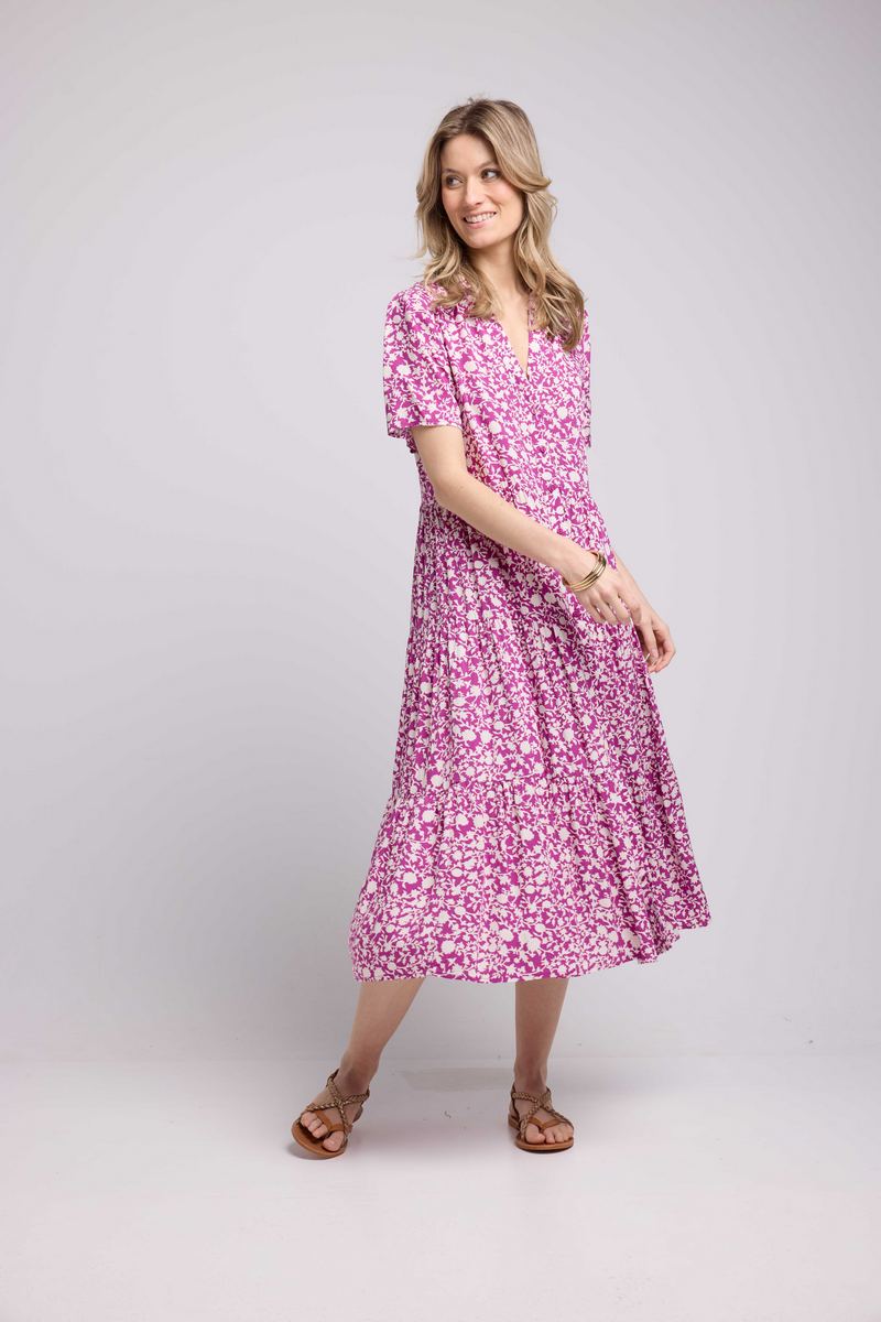 Short Sleeve Long Dress - Purple