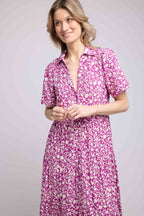 Short Sleeve Long Dress - Purple