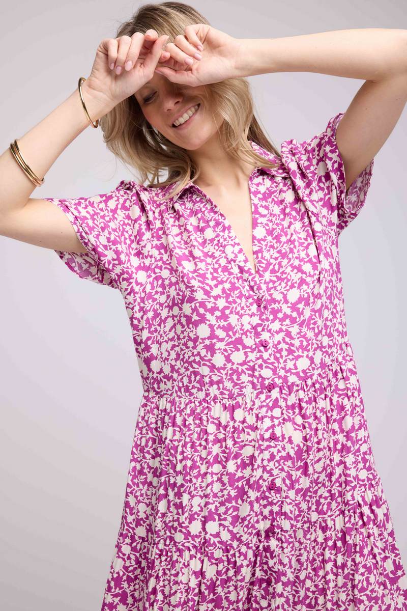 Short Sleeve Long Dress - Purple