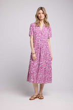 Short Sleeve Long Dress - Purple