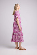 Short Sleeve Long Dress - Purple