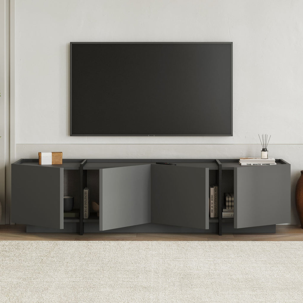 Lowen - TV Stand - Anthracite/Black