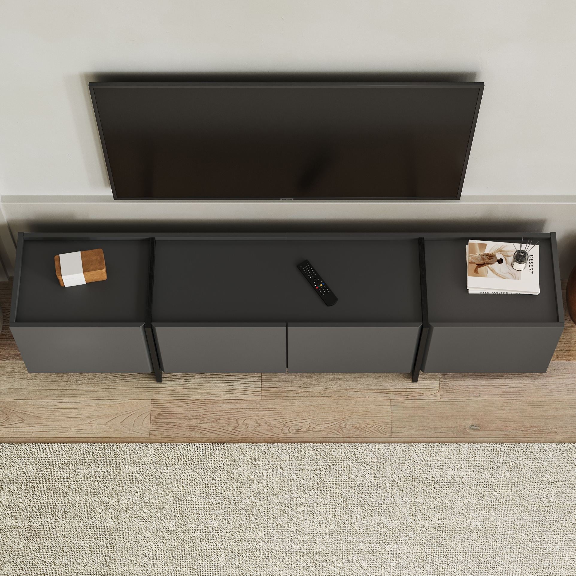 Lowen - TV Stand - Anthracite/Black