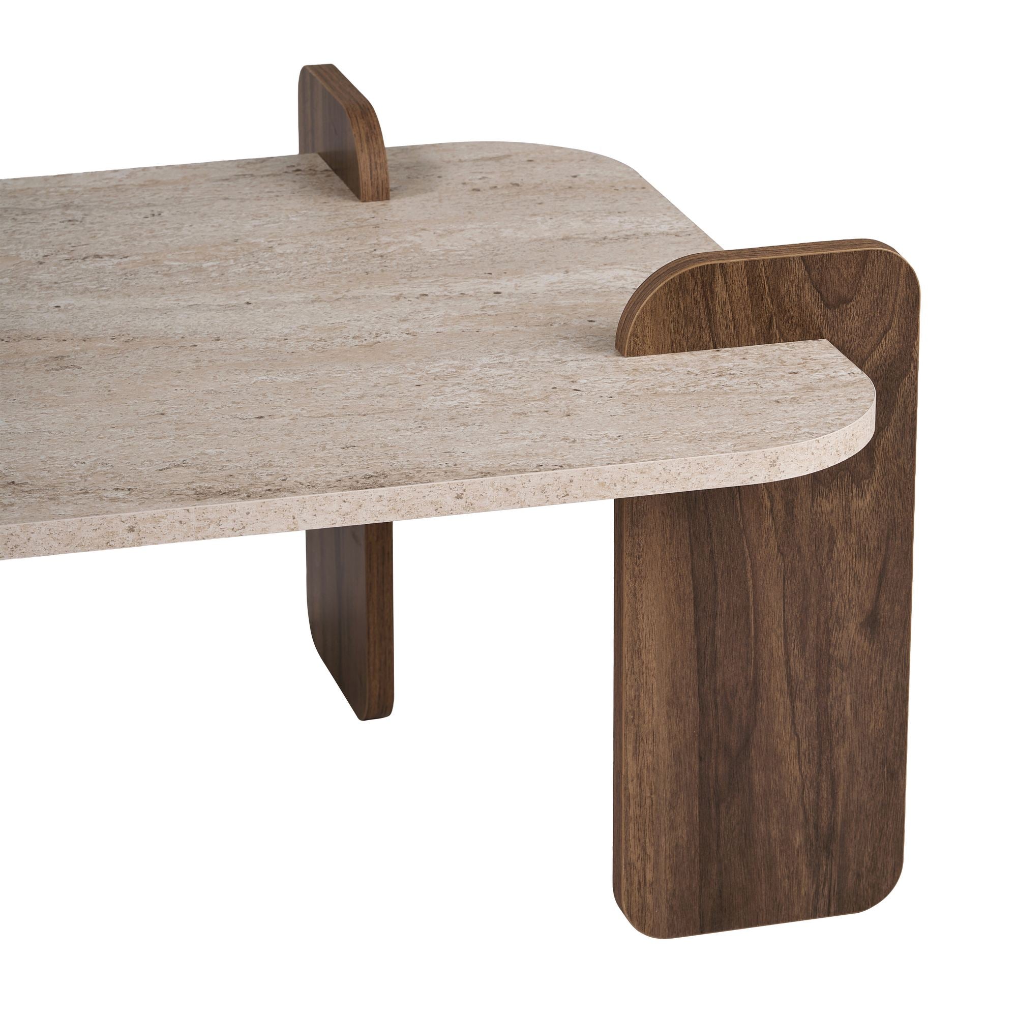 Tables Basses Renard - Travertin / Noyer