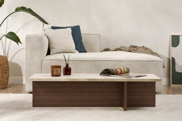 Harbor - Coffee Table - Travertine/Milano Walnut