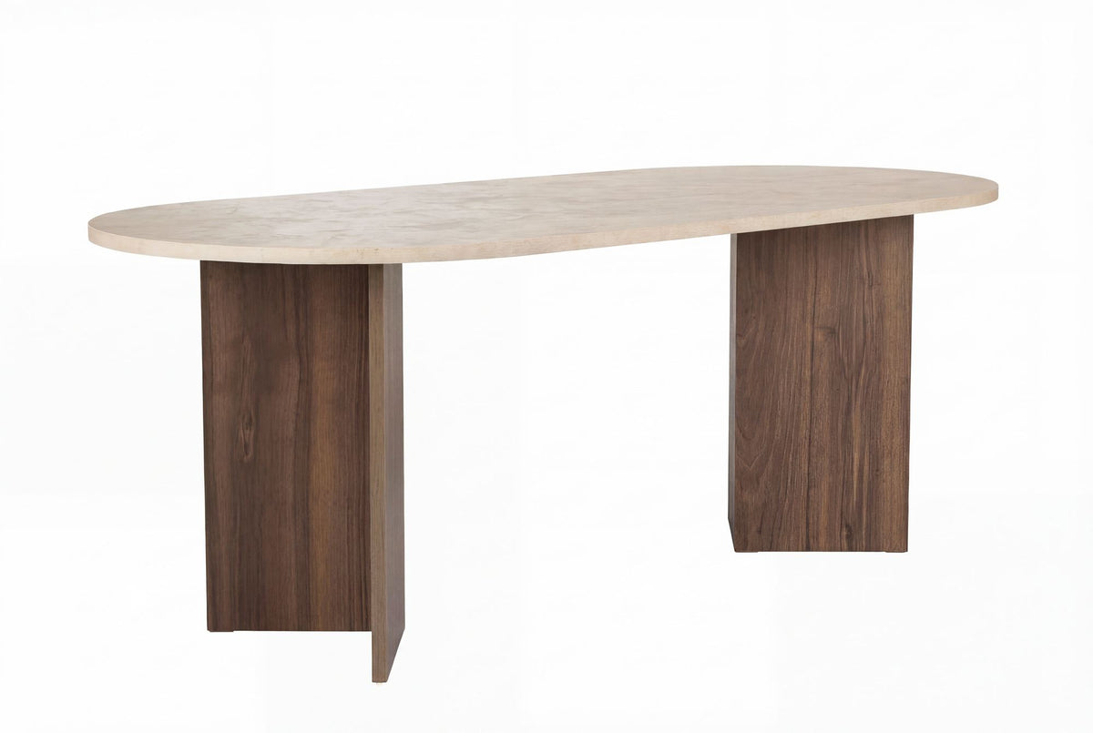Sabella - Dining Table - Travertine/Venezia Walnut