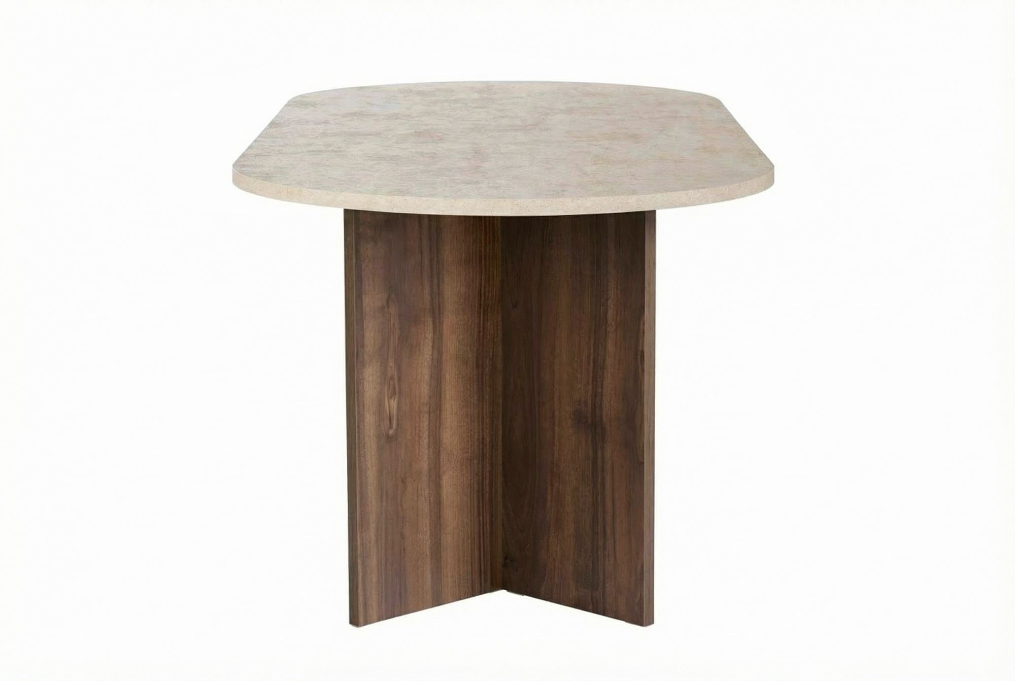 Sabella - Dining Table - Travertine/Venezia Walnut