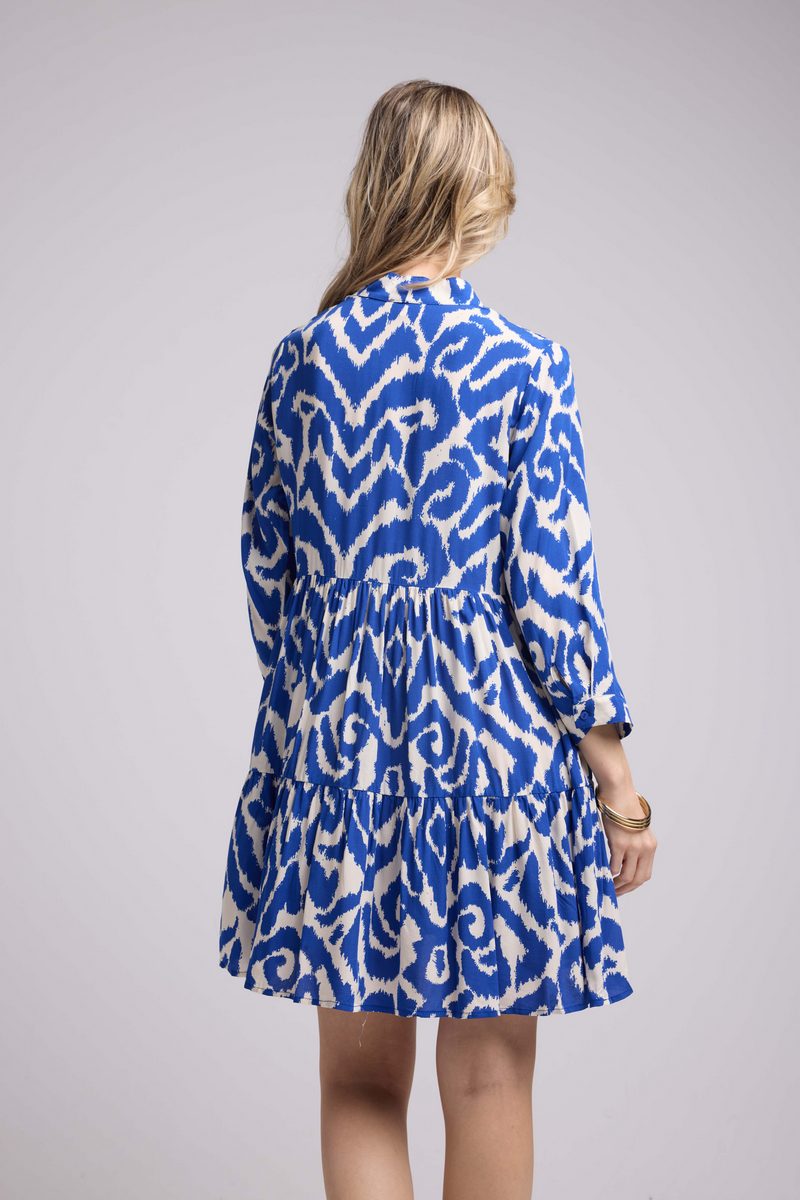Short Dress Long Sleeves - Blue