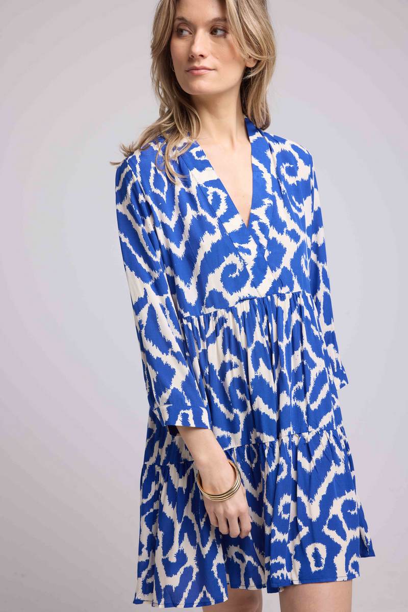 Short Dress Long Sleeves - Blue