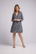 Vestido corto de manga larga - Negro