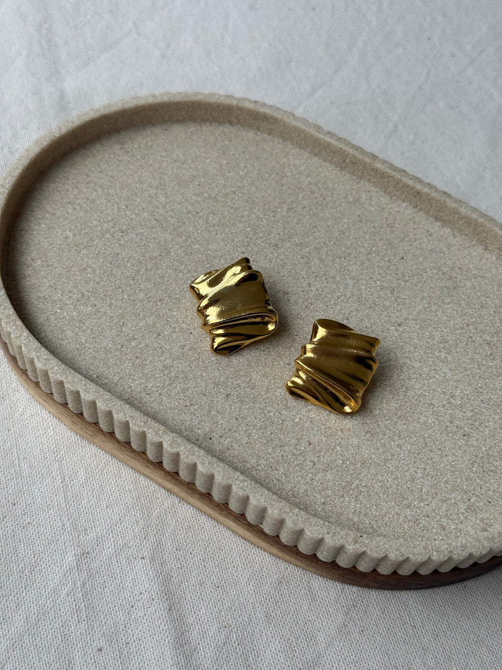 Vintage Earrings - Draped Gold-Tone