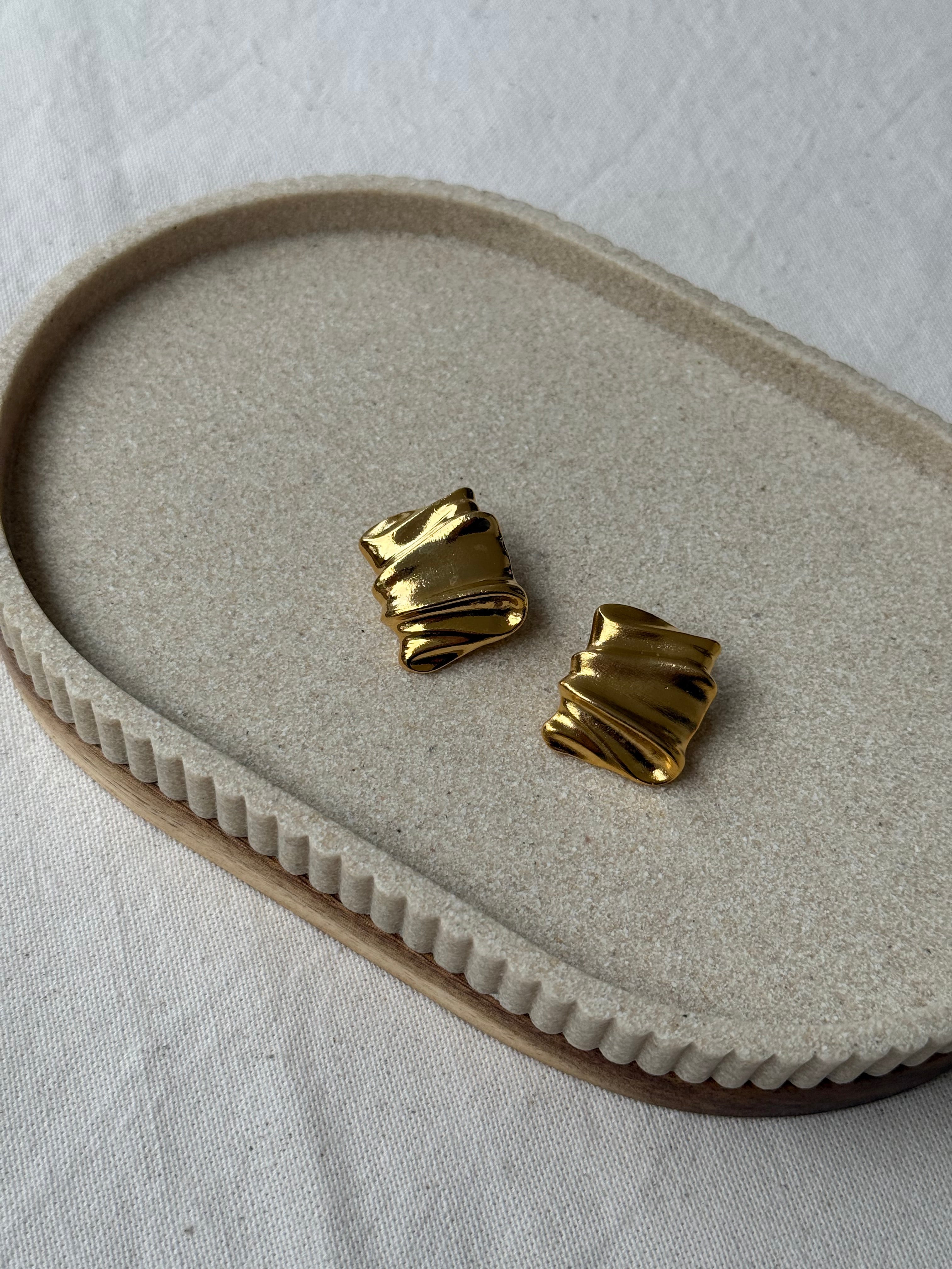 Vintage Earrings - Draped Gold-Tone