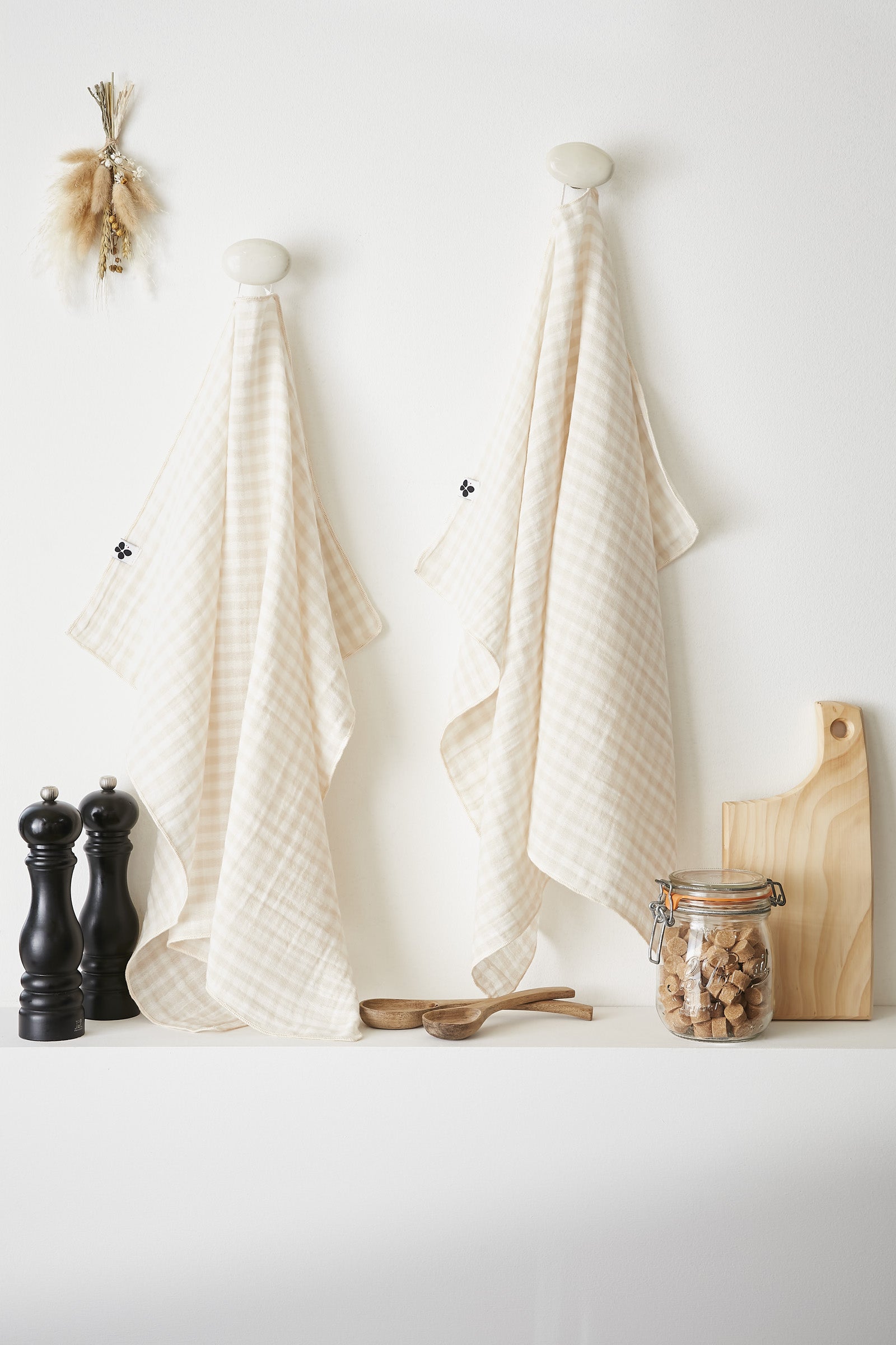 Vickie - Lot De 2 Essuie-Mains - Gaze De Coton - Pampa