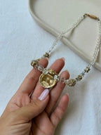 Collier Orena Vintage - Perles Cristal Facettées Et Pendentif Pavé