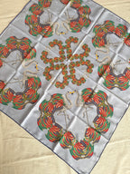 Cartier Scarf – Swan And Multicoloured Feather Patterns