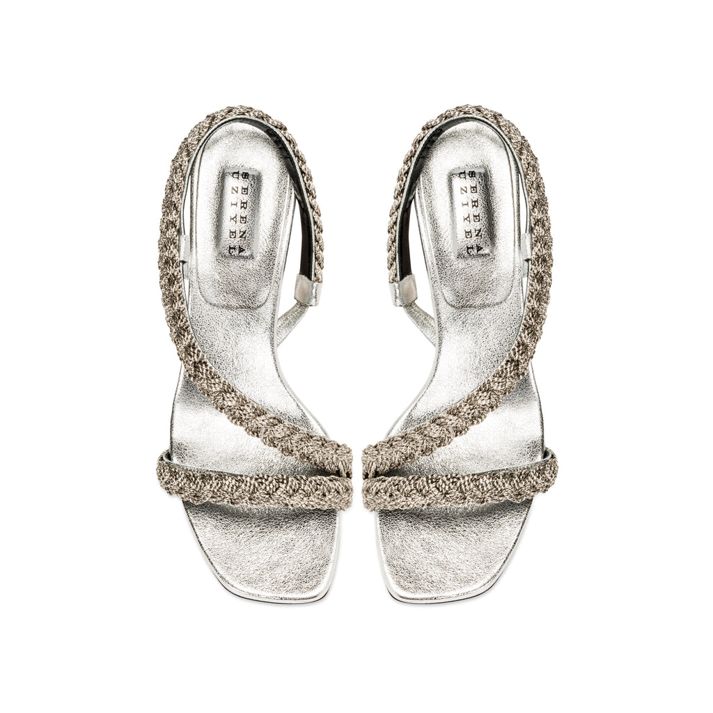 Ronda Silver Asymmetric Sandal