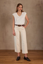 Pantalón Selyna Sobreteñido - Crema