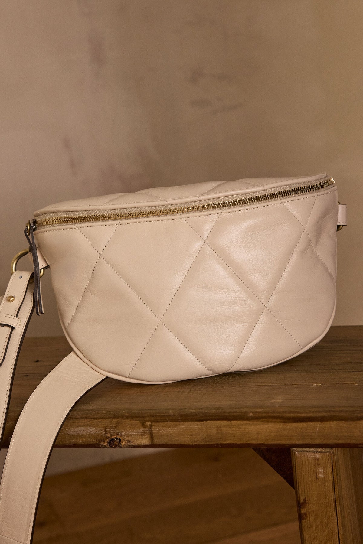 Bolso Bandolera Gaby Riñonera - Crema