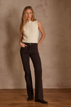 Pantalón Lola Flare Sobreteñido - Marrón Oscuro