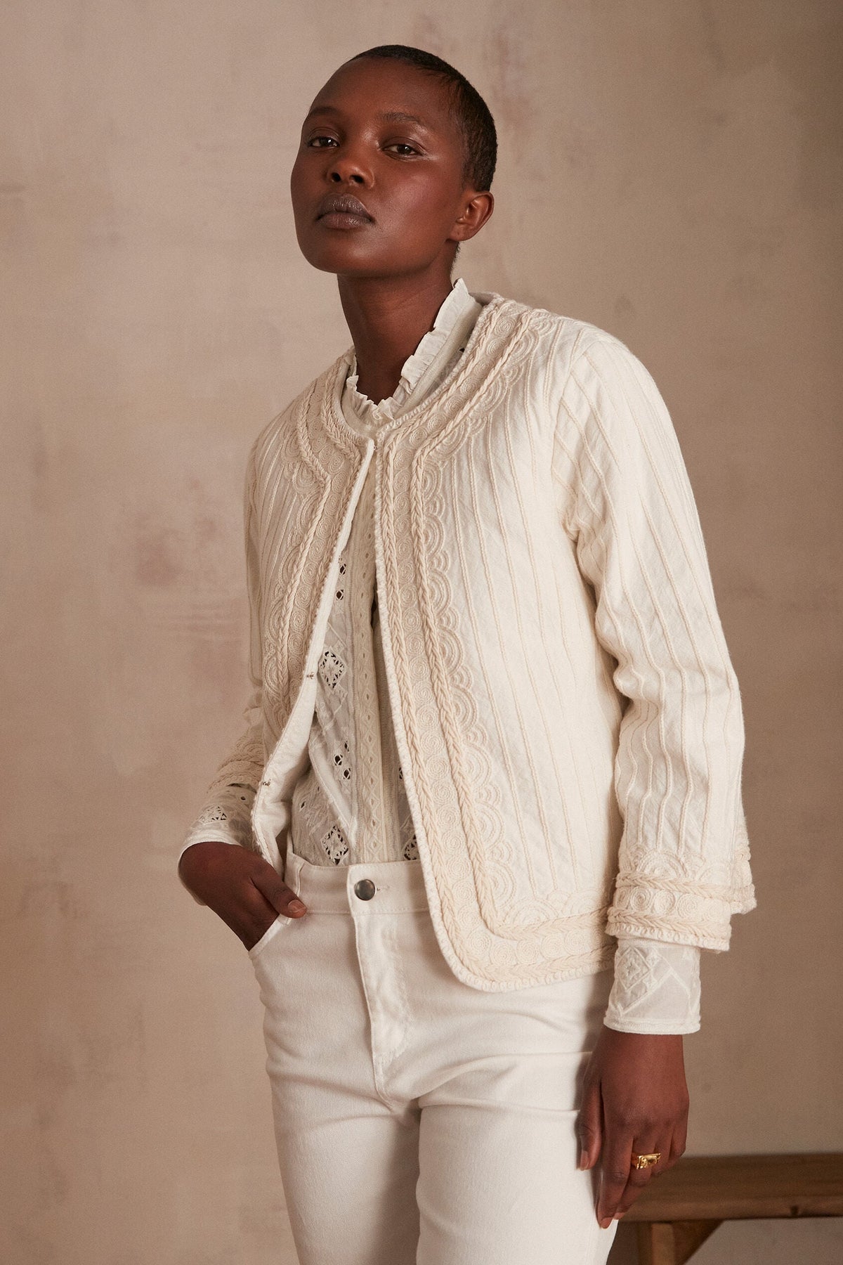 Chaqueta Sarah Bordada - Natural