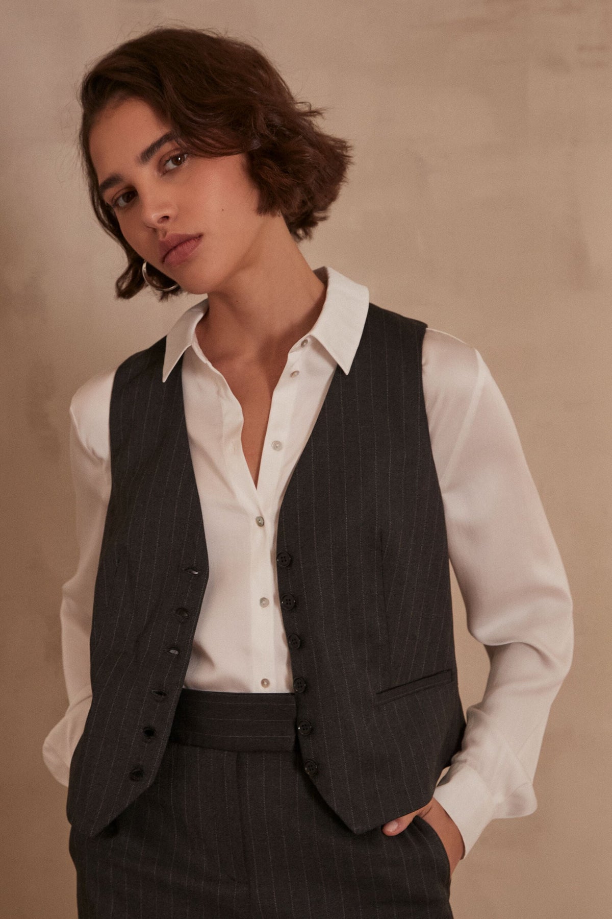 Chaqueta de punto Siméon de rayas - Antracita