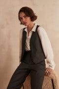 Chaqueta de punto Siméon de rayas - Antracita