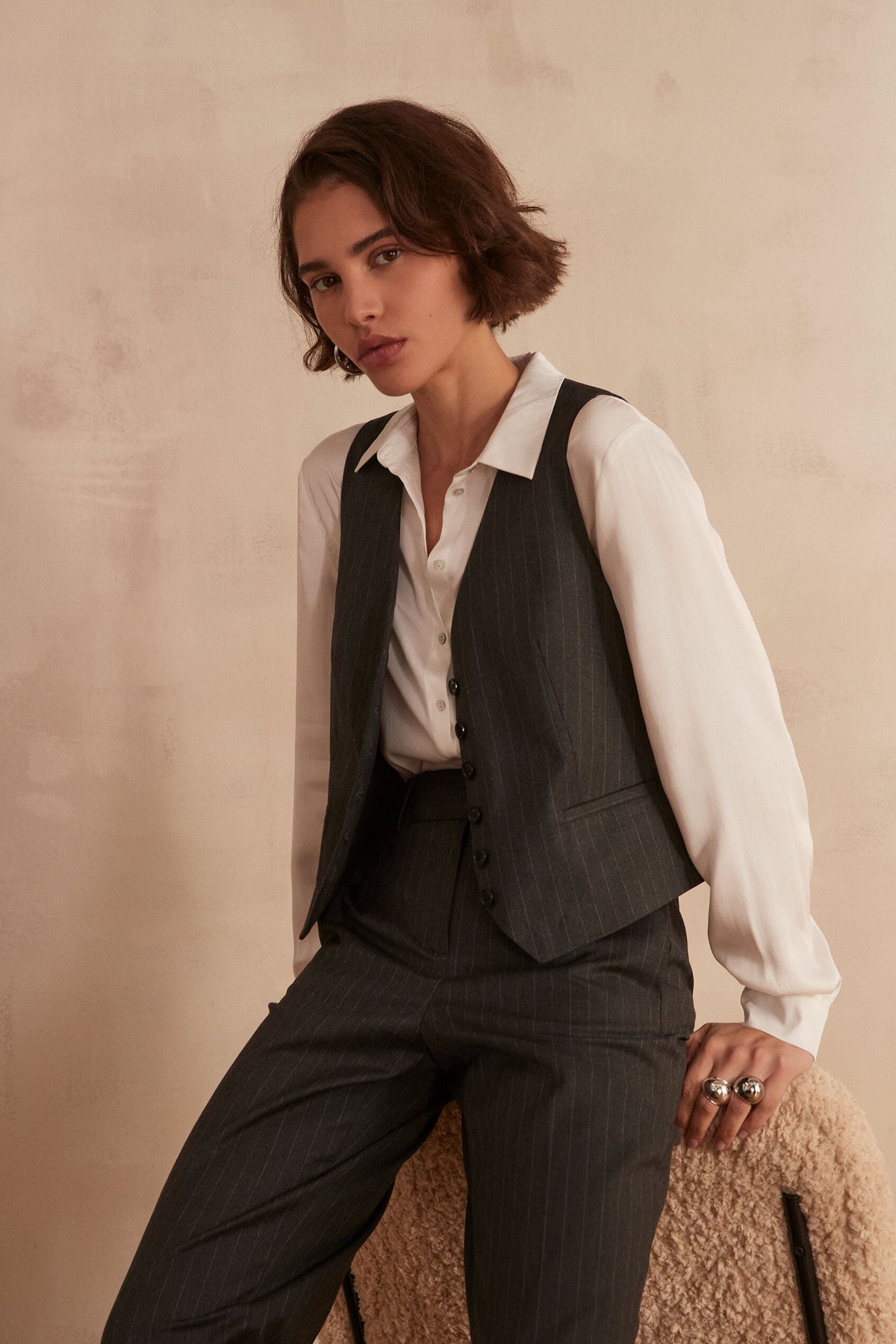 Chaqueta de punto Siméon de rayas - Antracita