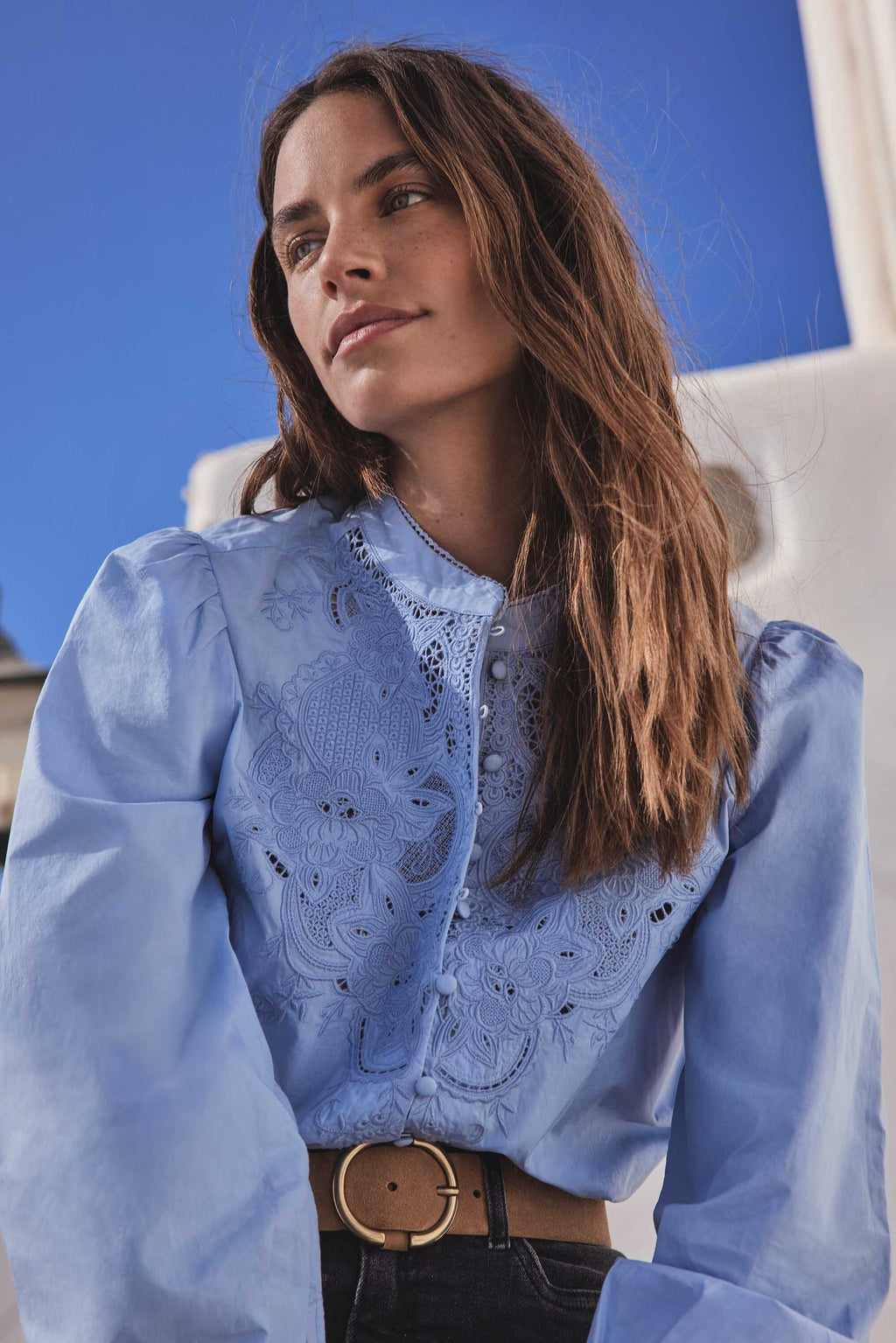 Blusa Paloma Bordada - Azul Cielo