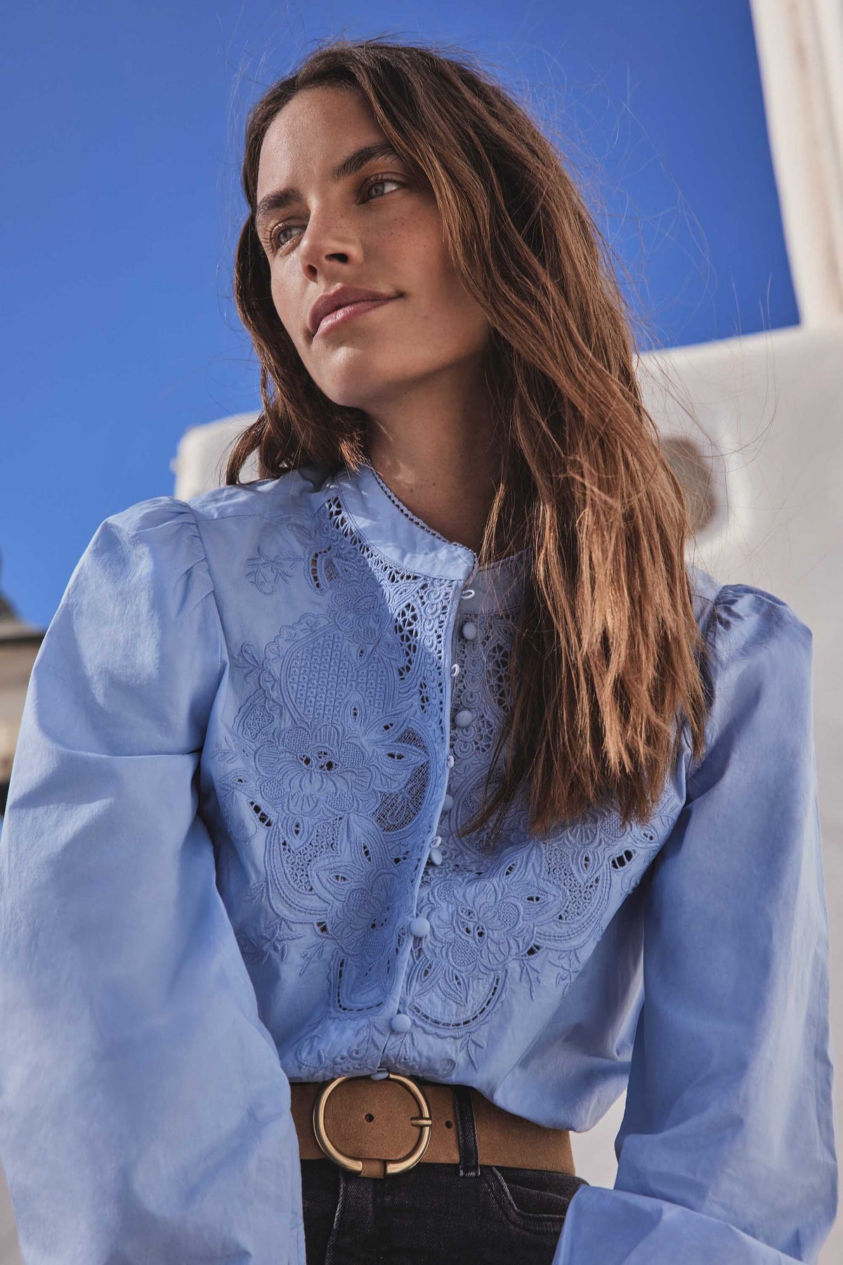 Blusa Paloma Bordada - Azul Cielo