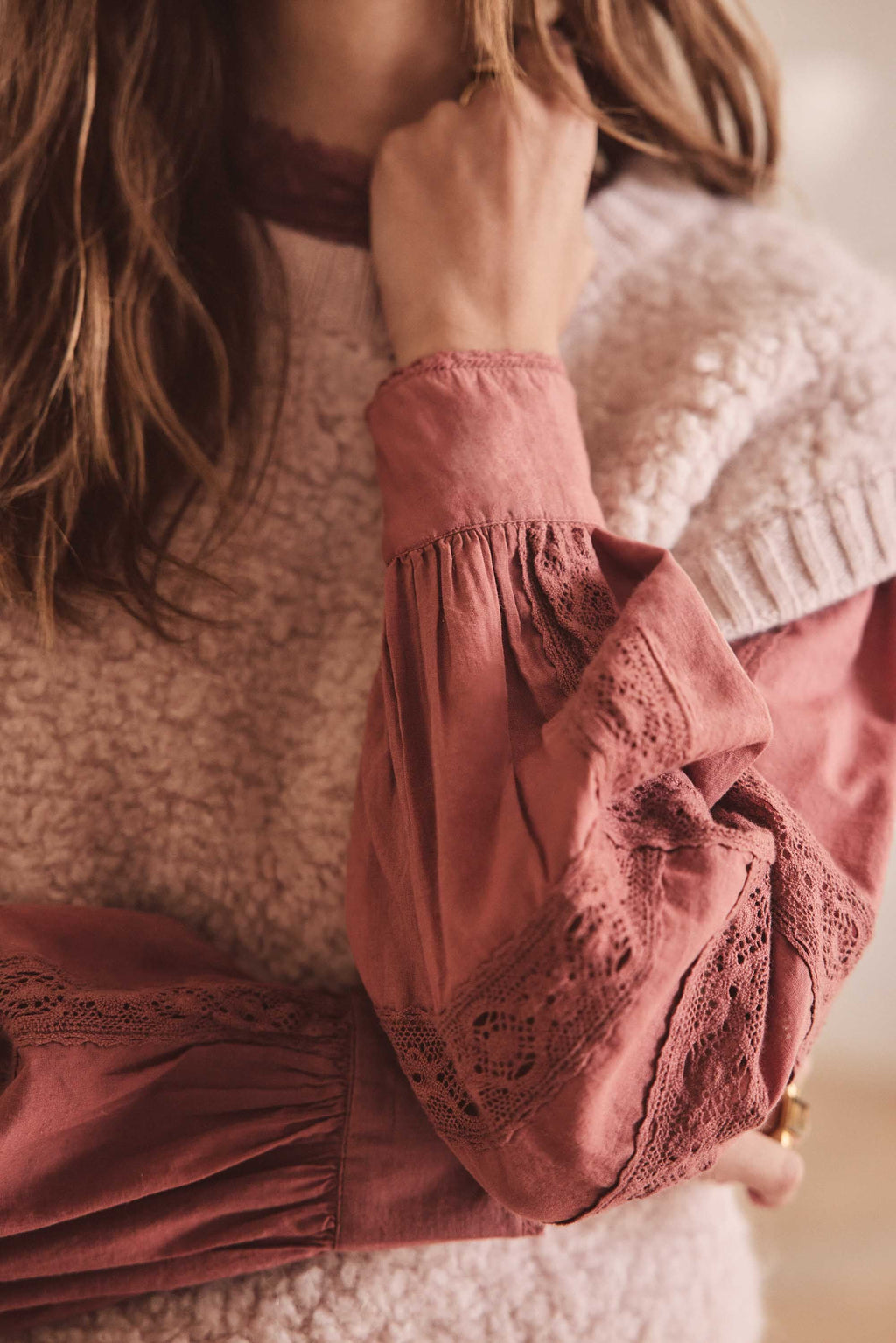 Blusa Calixte Bordado - Rosa Oscuro