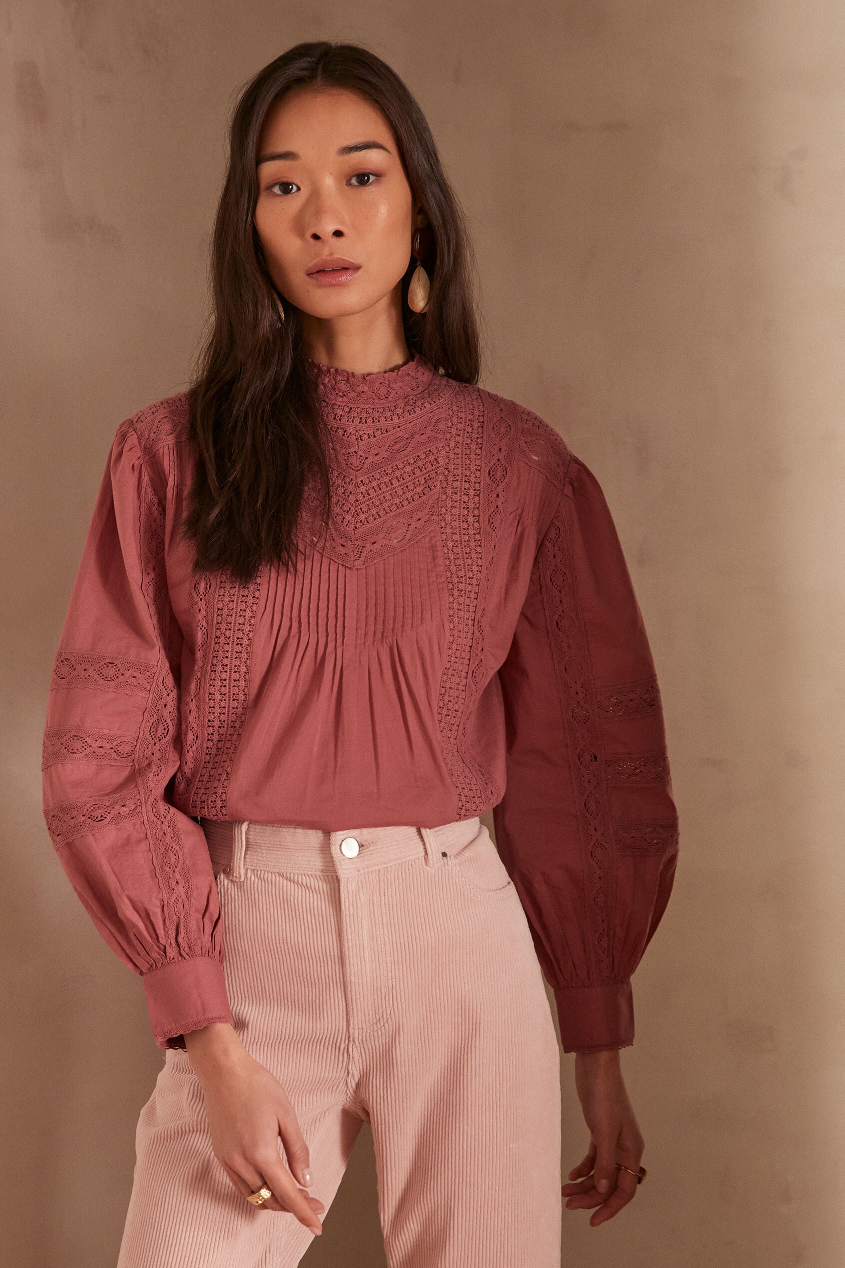 Blusa Calixte Bordado - Rosa Oscuro