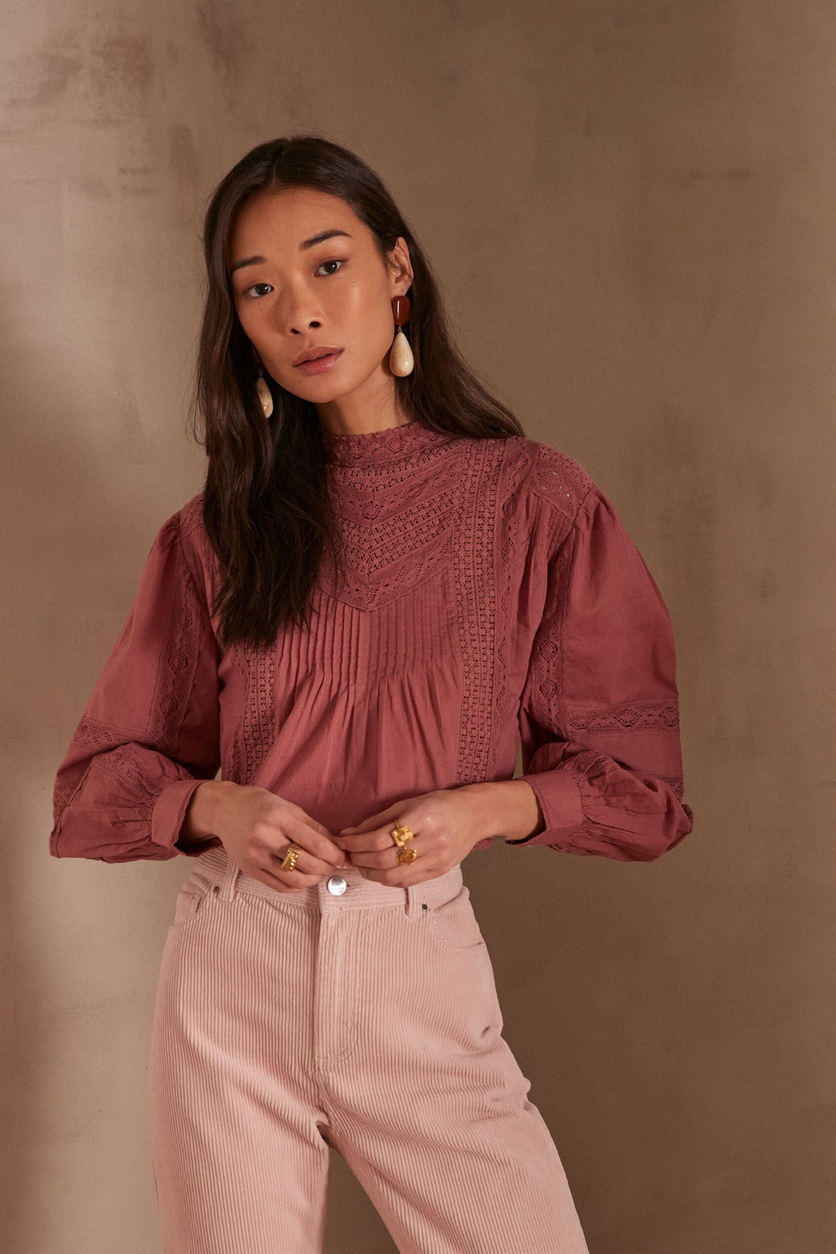 Blusa Calixte Bordado - Rosa Oscuro