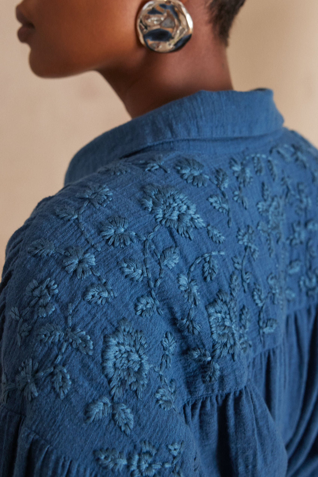 Camisa Persée Broderie - Azul