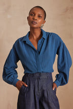Camisa Persée Broderie - Azul
