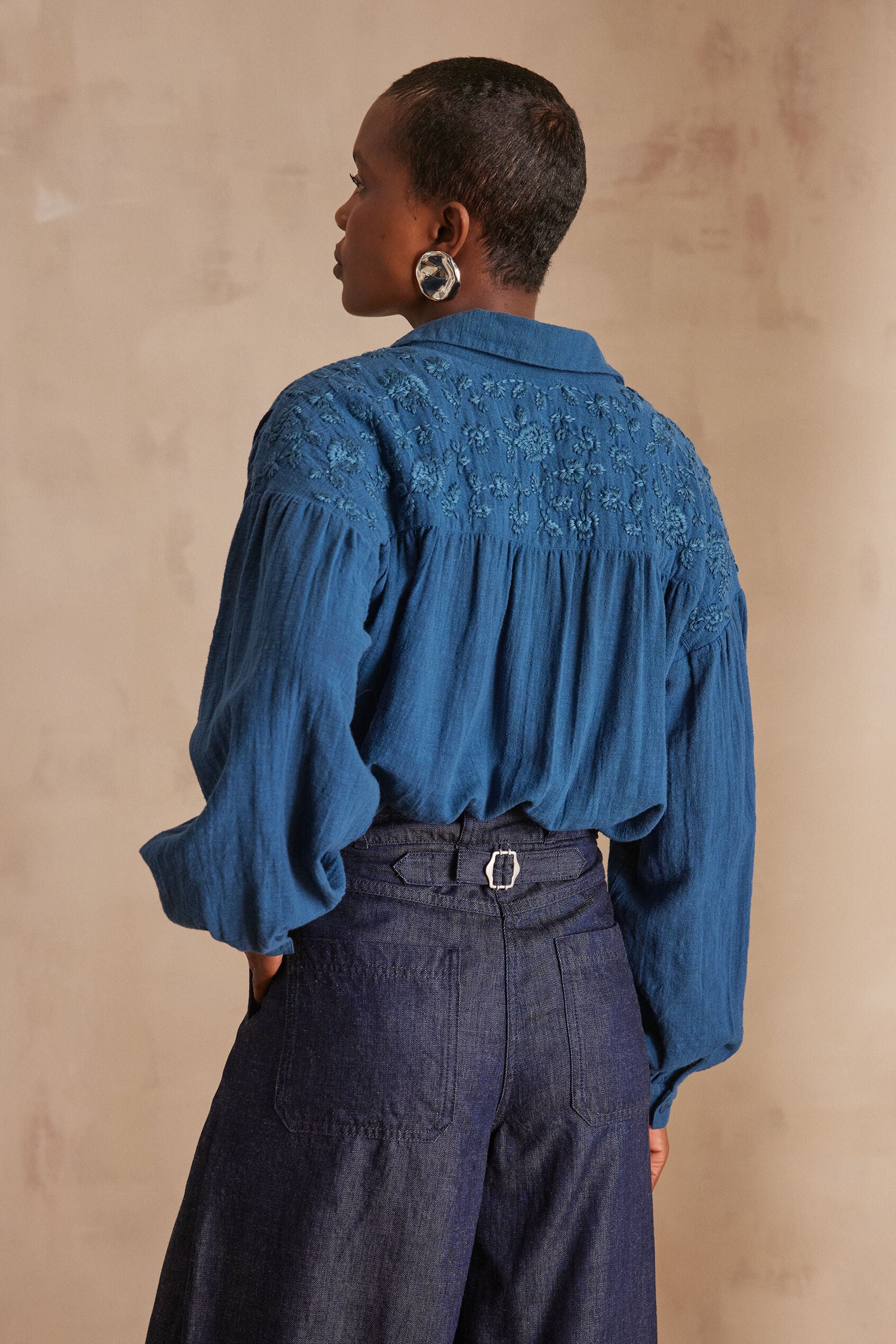 Camisa Persée Broderie - Azul