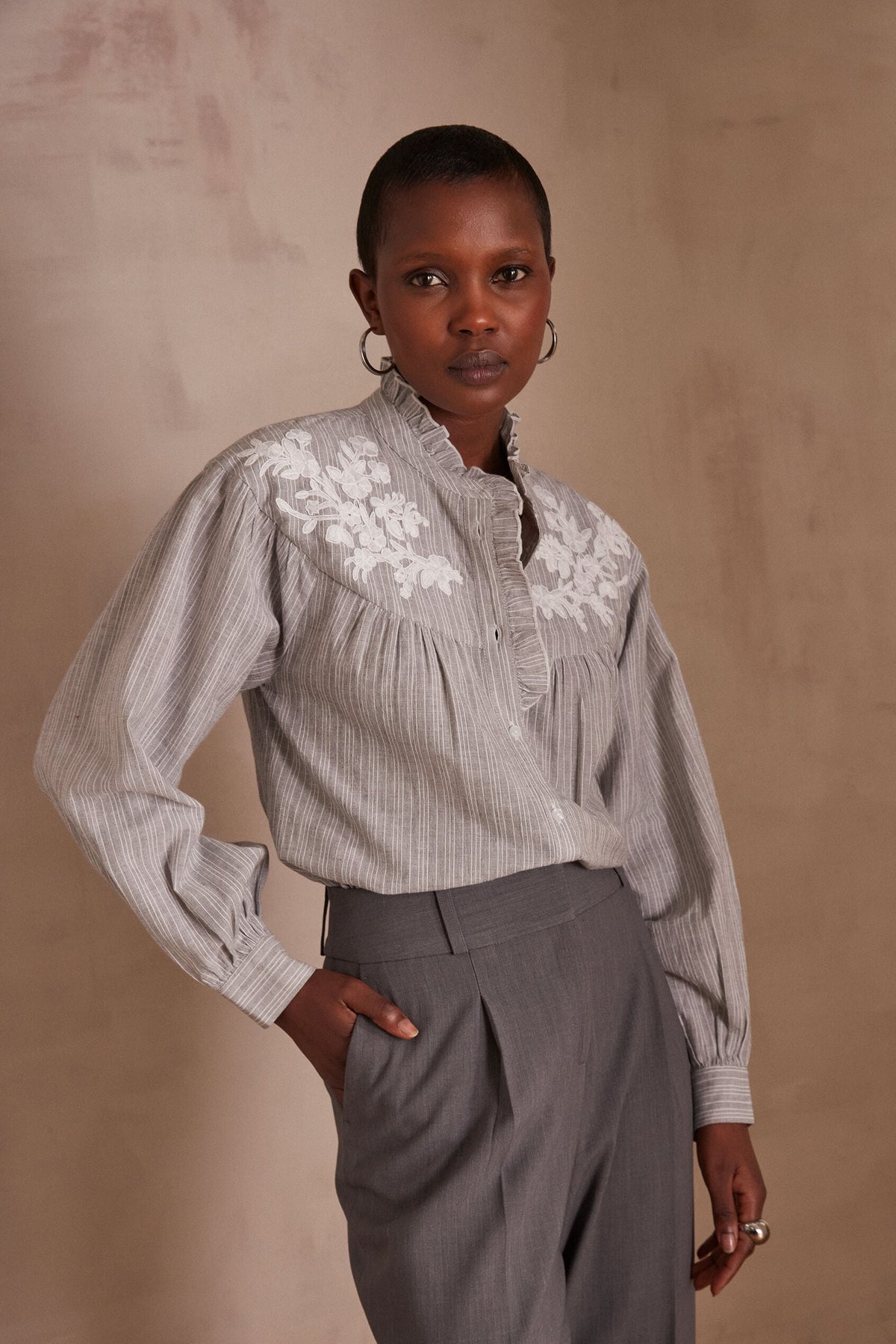 Blusa Pure Broderie - Jaspeado Claro