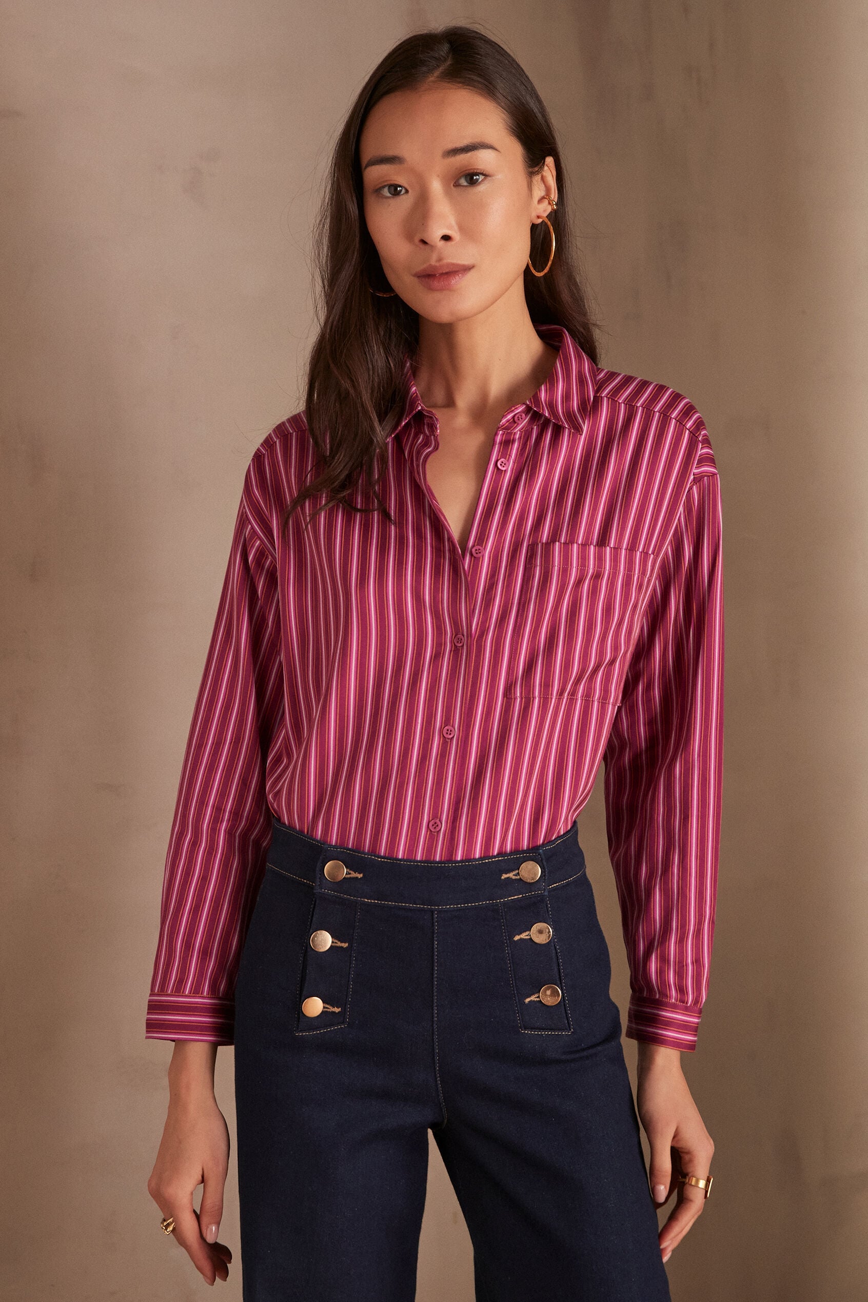 Passy Striped Blouse - Redcurrant