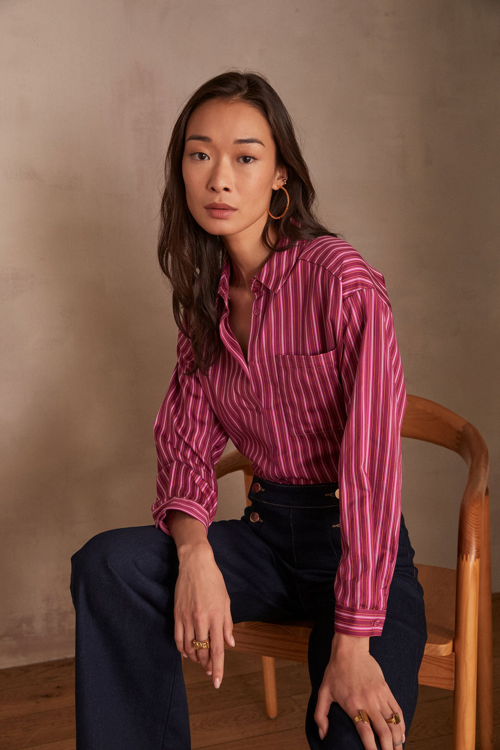 Passy Striped Blouse - Redcurrant