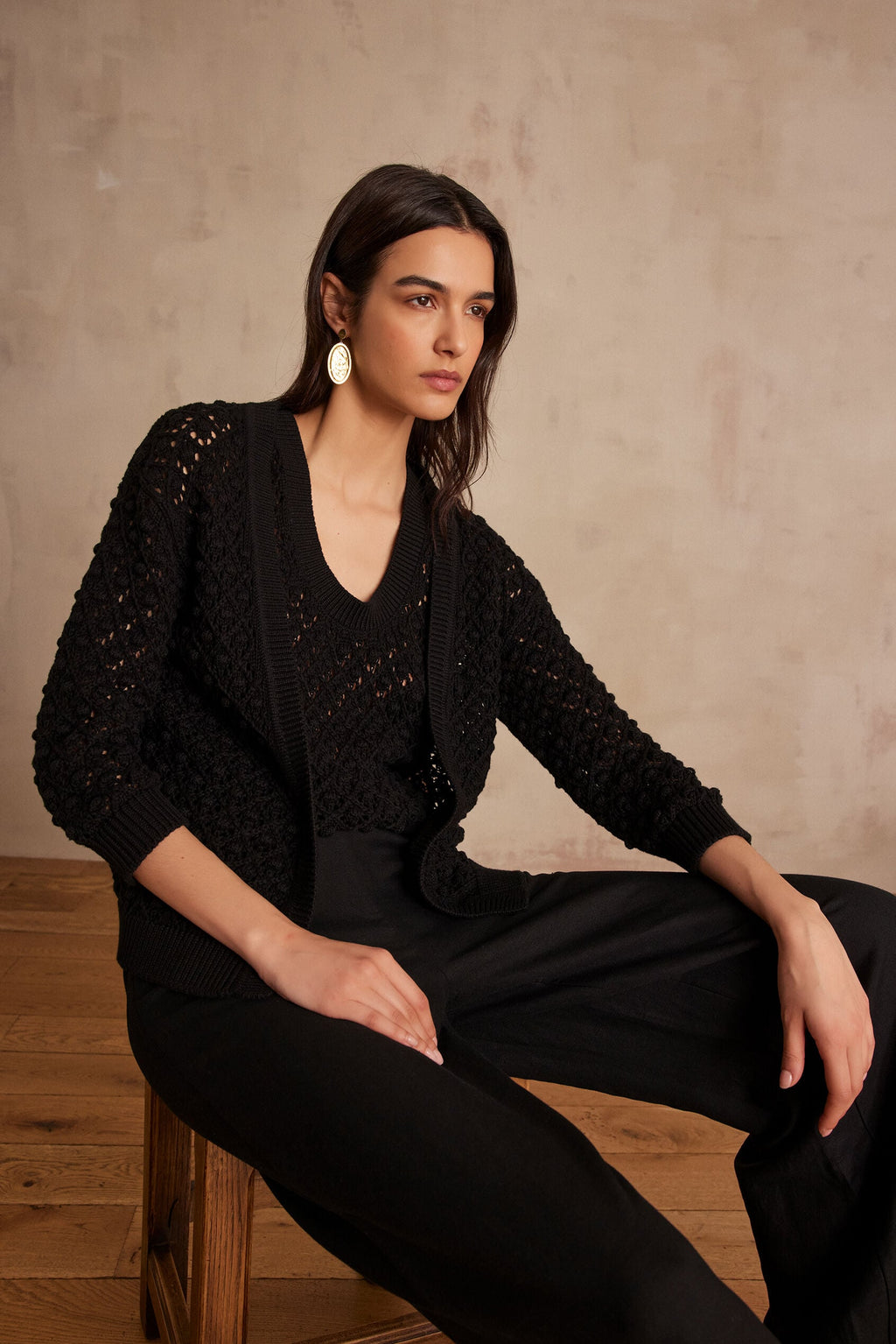 Chaqueta de punto/Cárdigan Sharon - Negro