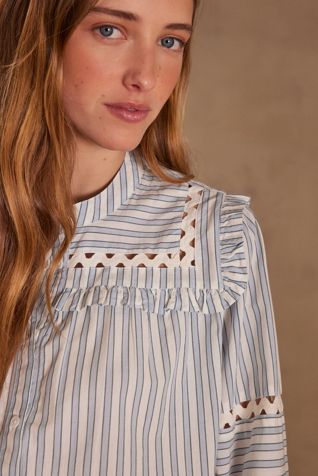 Pacifique Striped Blouse - Light Indigo