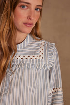 Pacifique Striped Blouse - Light Indigo