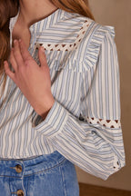 Pacifique Striped Blouse - Light Indigo