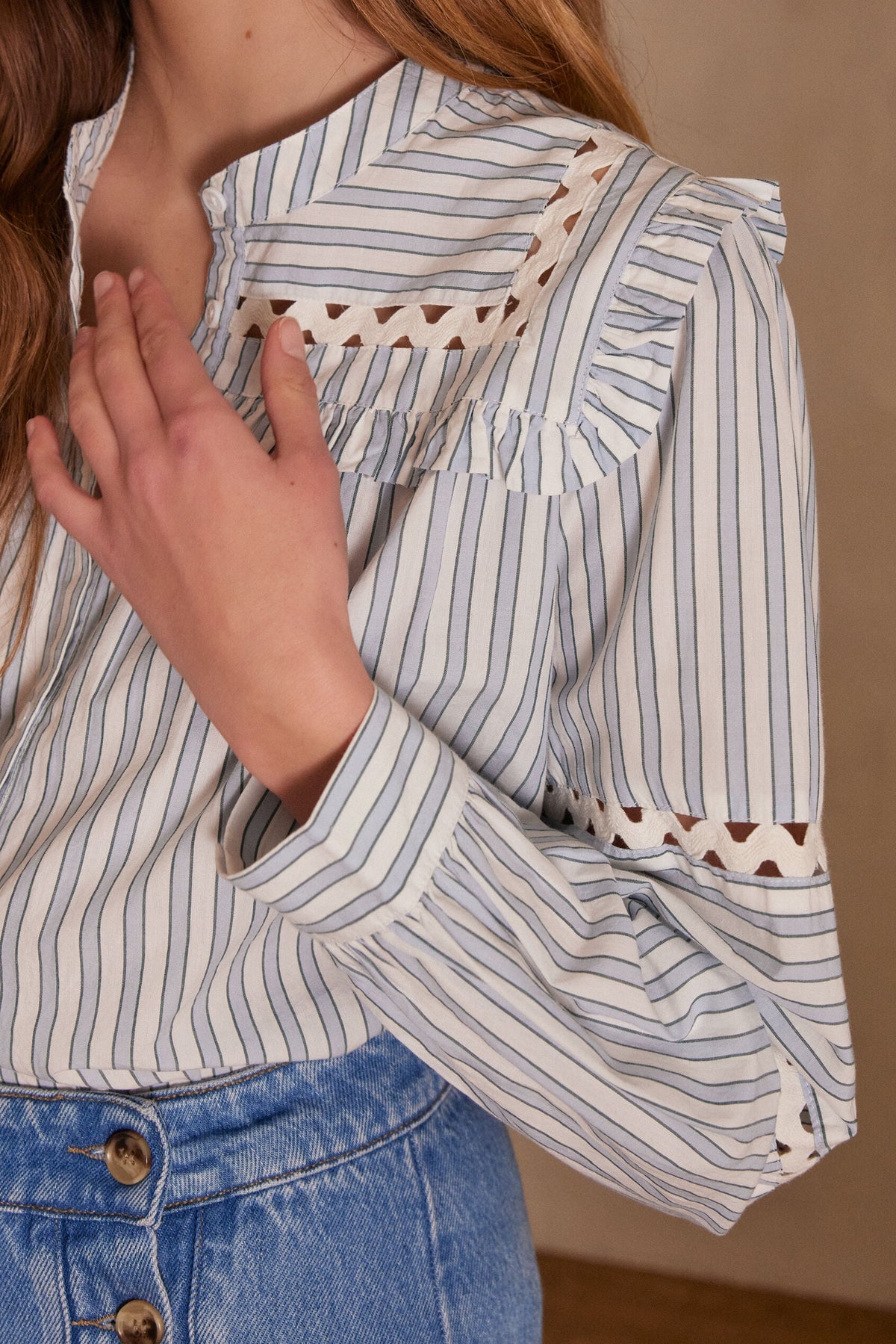 Pacifique Striped Blouse - Light Indigo