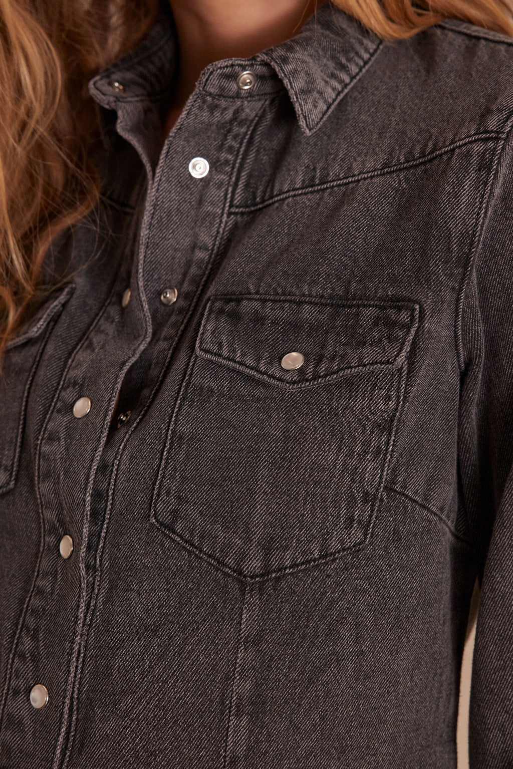 Bloum Grey Denim Blouse - Medium Mottled Grey