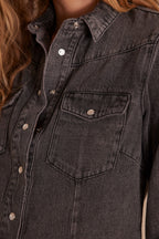 Bloum Grey Denim Blouse - Medium Mottled Grey
