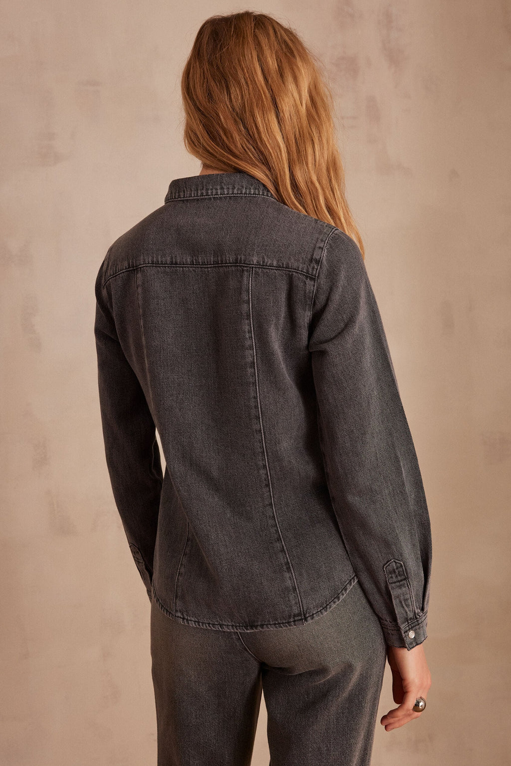 Bloum Grey Denim Blouse - Medium Mottled Grey