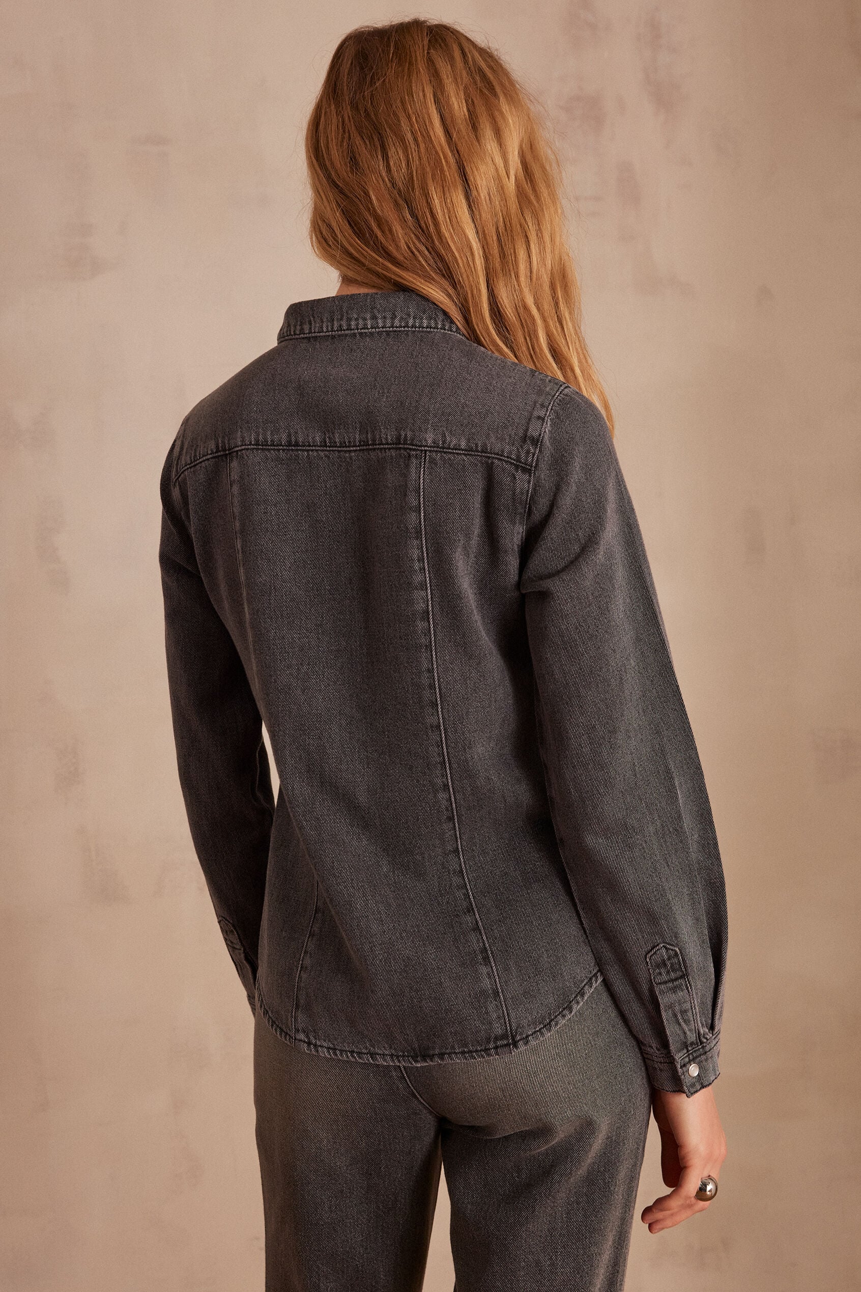 Bloum Grey Denim Blouse - Medium Mottled Grey