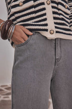 Pantalón Sandy Bis Wide Leg - Gris Jaspeado Medio