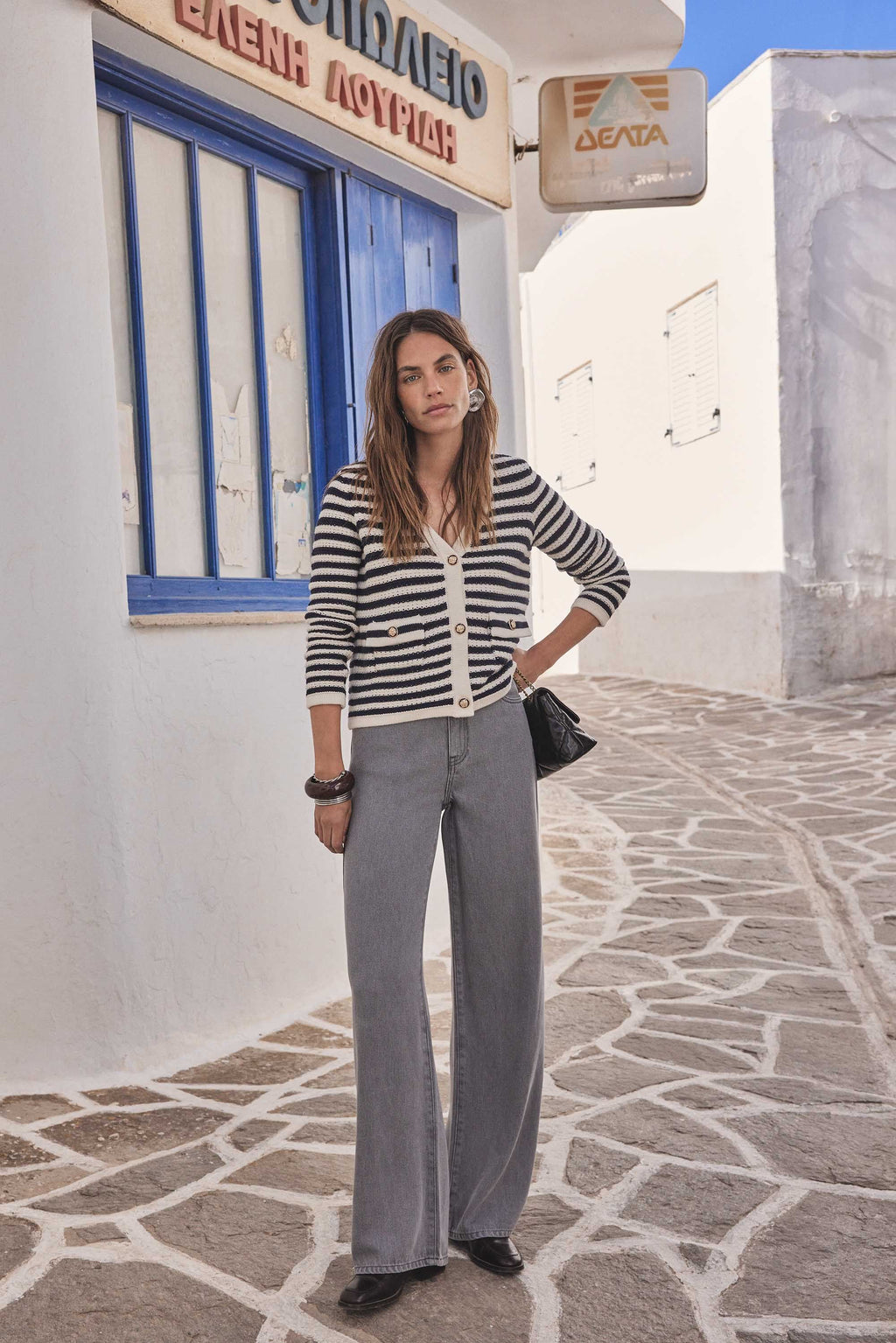 Pantalón Sandy Bis Wide Leg - Gris Jaspeado Medio